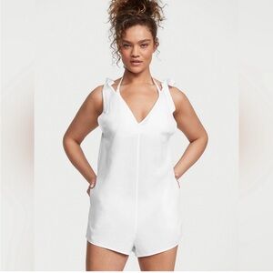 Victoria Secret swim Linen Romper Cover Up White NWT size small